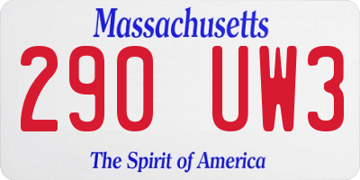 MA license plate 290UW3