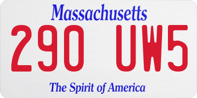 MA license plate 290UW5