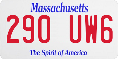 MA license plate 290UW6