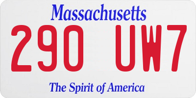 MA license plate 290UW7
