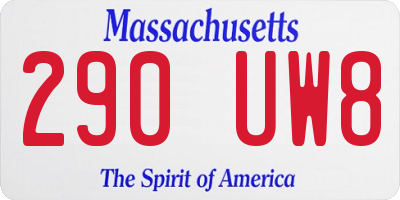 MA license plate 290UW8