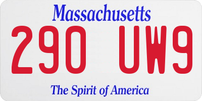 MA license plate 290UW9