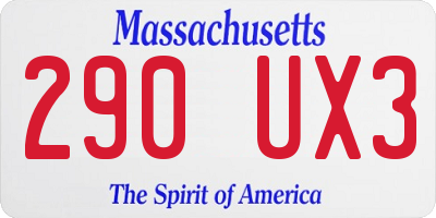 MA license plate 290UX3