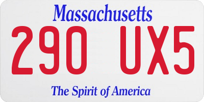 MA license plate 290UX5