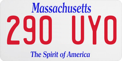 MA license plate 290UY0