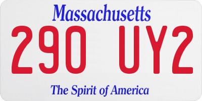 MA license plate 290UY2