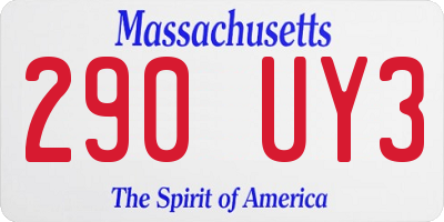 MA license plate 290UY3