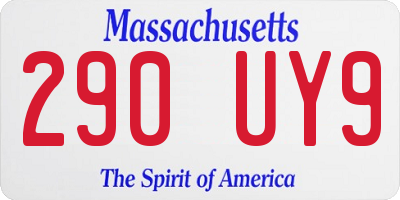 MA license plate 290UY9