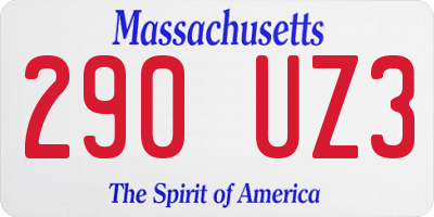 MA license plate 290UZ3