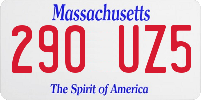 MA license plate 290UZ5