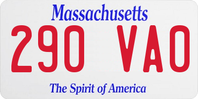 MA license plate 290VA0