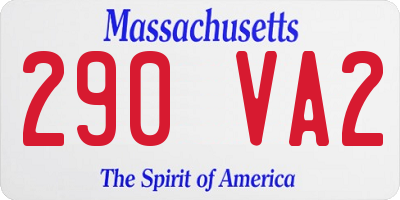 MA license plate 290VA2