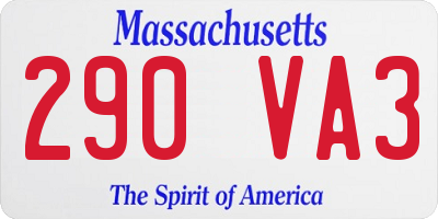 MA license plate 290VA3