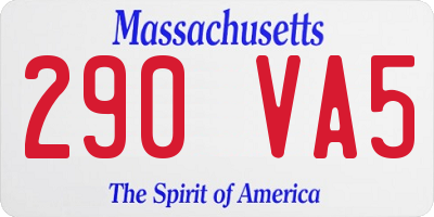 MA license plate 290VA5