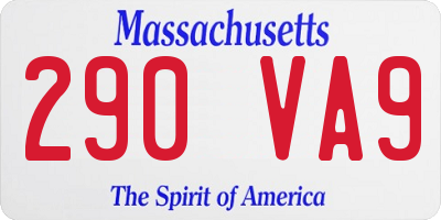 MA license plate 290VA9