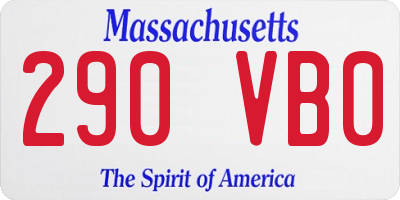 MA license plate 290VB0