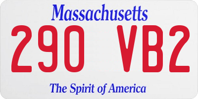MA license plate 290VB2