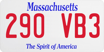 MA license plate 290VB3