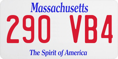 MA license plate 290VB4