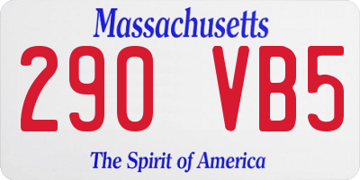 MA license plate 290VB5