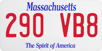 MA license plate 290VB8