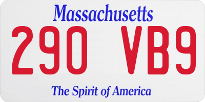MA license plate 290VB9
