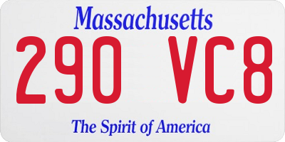 MA license plate 290VC8