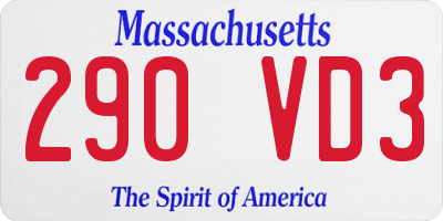 MA license plate 290VD3