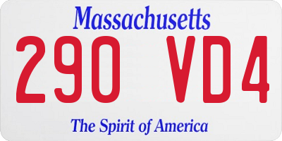 MA license plate 290VD4