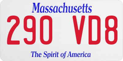 MA license plate 290VD8