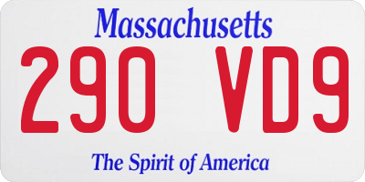MA license plate 290VD9