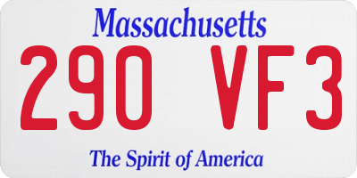 MA license plate 290VF3