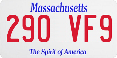 MA license plate 290VF9
