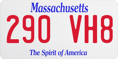 MA license plate 290VH8