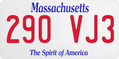 MA license plate 290VJ3