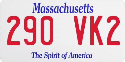 MA license plate 290VK2