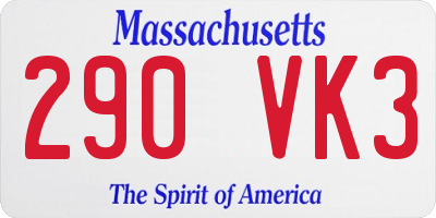 MA license plate 290VK3