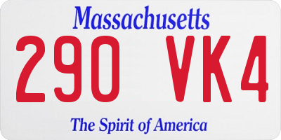 MA license plate 290VK4