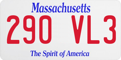 MA license plate 290VL3