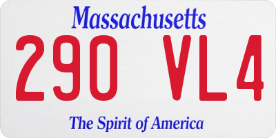 MA license plate 290VL4