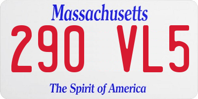 MA license plate 290VL5