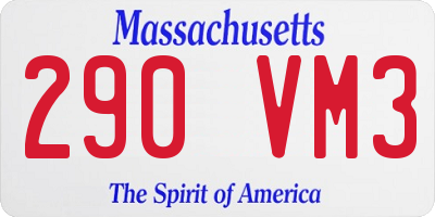 MA license plate 290VM3