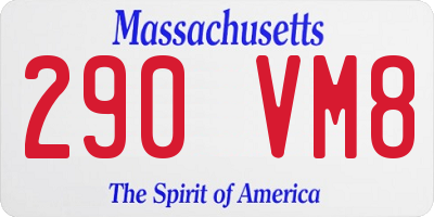 MA license plate 290VM8