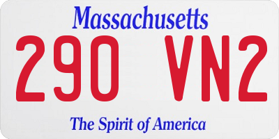 MA license plate 290VN2