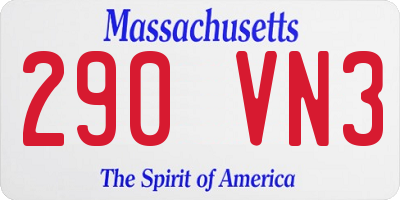 MA license plate 290VN3
