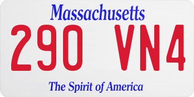 MA license plate 290VN4