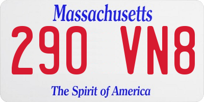 MA license plate 290VN8