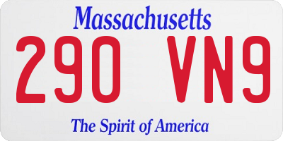 MA license plate 290VN9