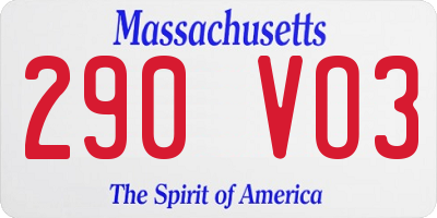 MA license plate 290VO3