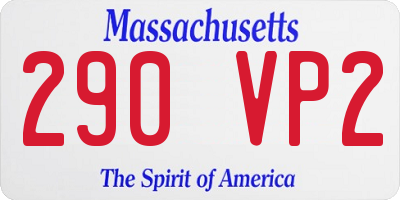 MA license plate 290VP2